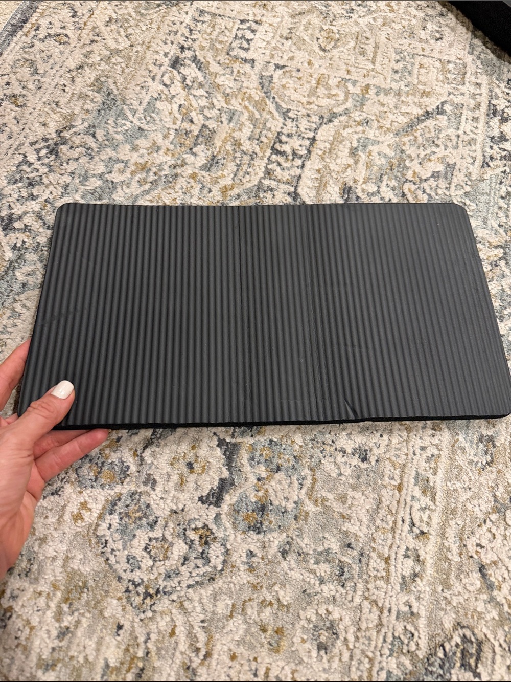 Black Ribbed extra cushion Exercise small Mat